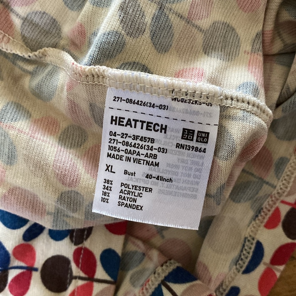 Uniqlo + Orla Kiely Mock Turtleneck long Sleeve Heattech size XL - Picture 3 of 6